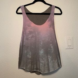 UO Truly Madly Deeply Pink/Gray/Blue Tree Tank Top
